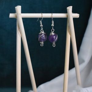 Handcrafted amethyst earring